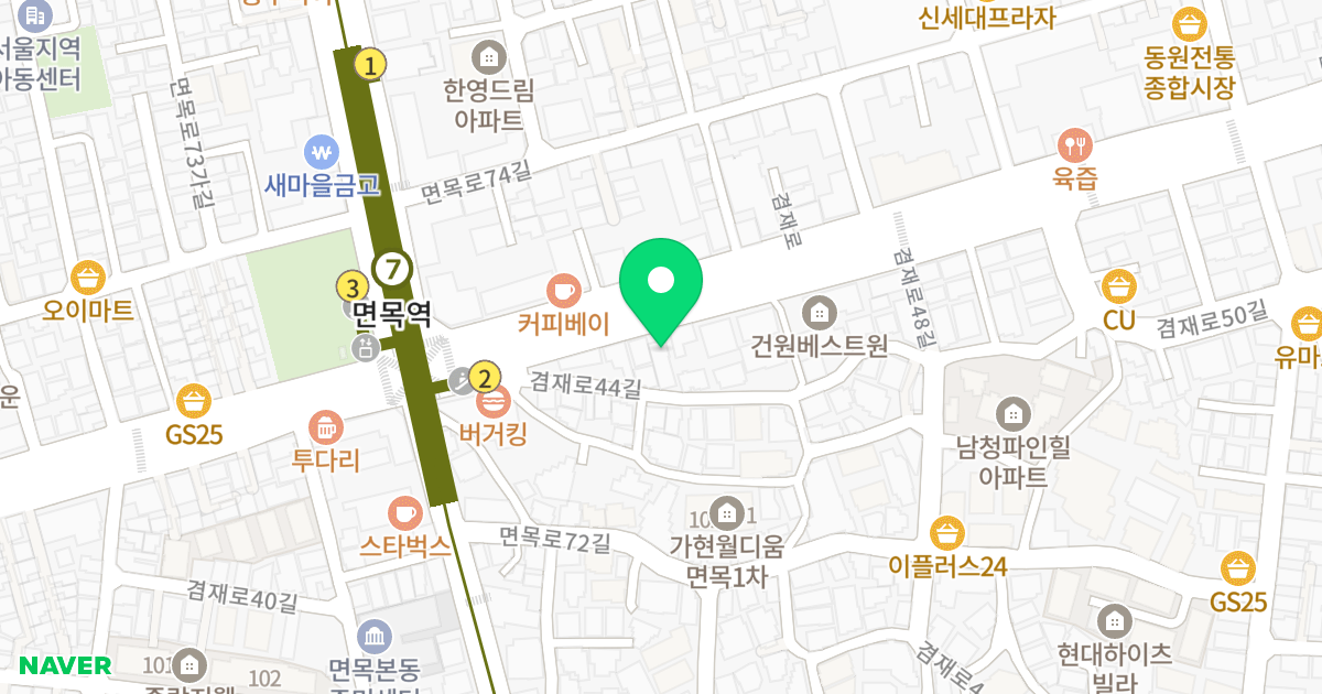 다온스테이트 위치 지도 - 서울특별시 중랑구 겸재로 190-1