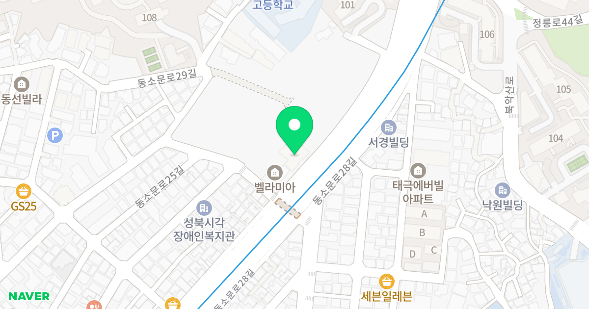 동선동 한양수자인 위치 지도 - 서울특별시 성북구 동소문로27길 37