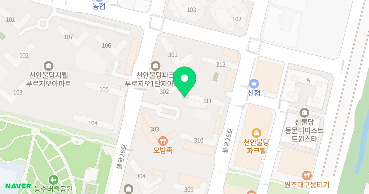 불당파크푸르지오1단지 위치 지도 - 충청남도 천안시 서북구 불당26로 144