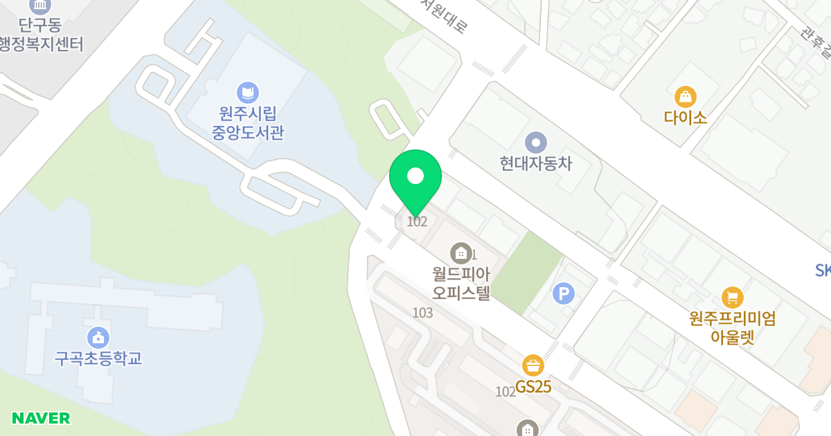 정우월드피아 위치 지도 - 강원특별자치도 원주시