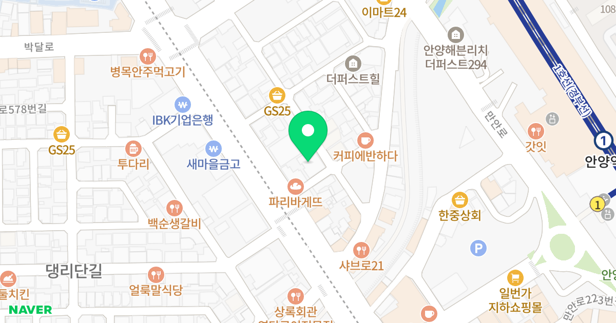 안양리치빌1 위치 지도 - 경기도 안양시 만안구 안양로332번길 5