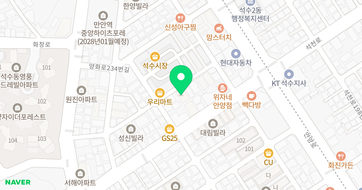 다미안1동 위치 지도 - 경기도 안양시 만안구 양화로222번길 38