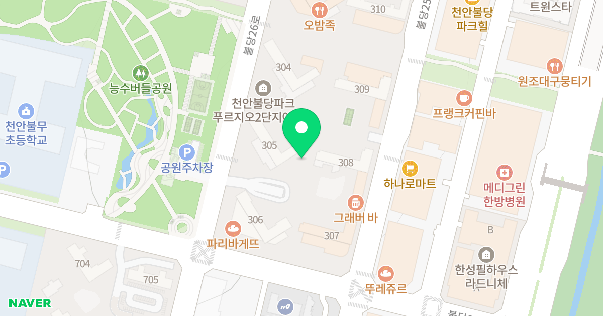 불당파크푸르지오2단지 위치 지도 - 충청남도 천안시 서북구 불당26로 122
