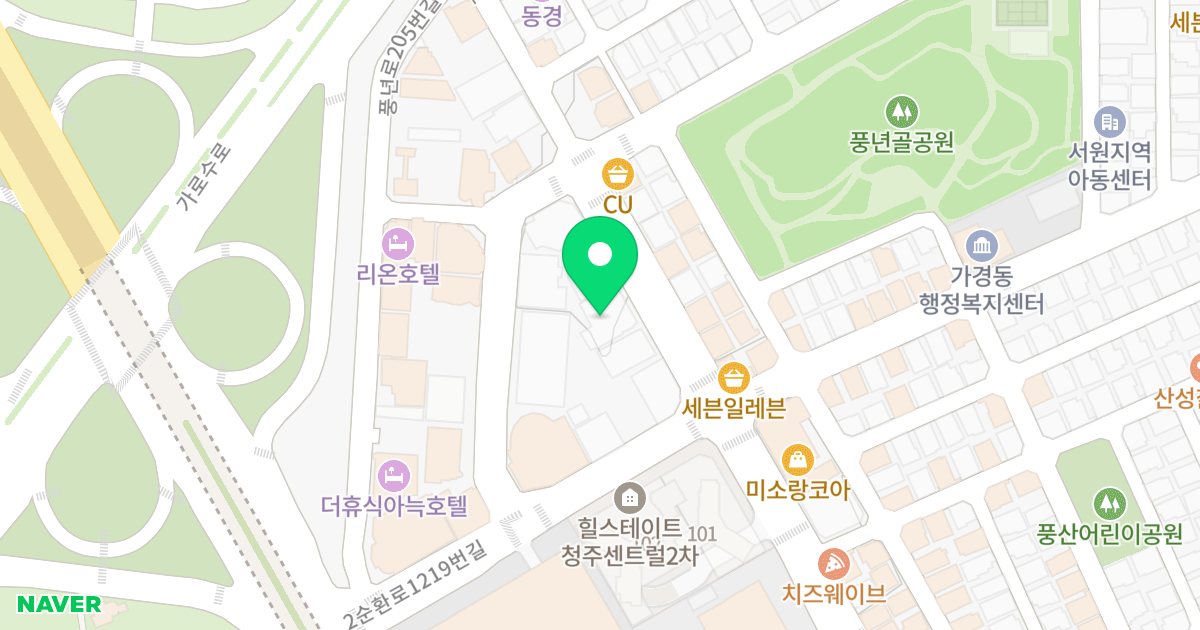 파라지오 위치 지도 - 충청북도 청주시 흥덕구 풍년로 185
