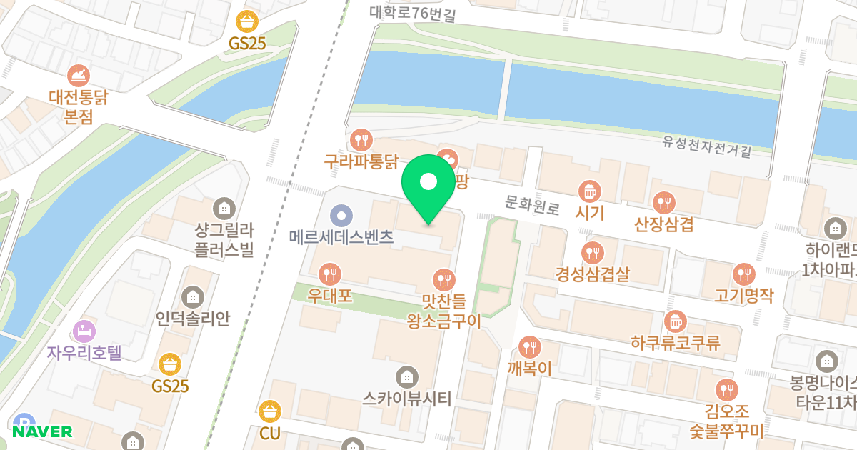 봉명 정한 드리미아 위치 지도 - 대전광역시 유성구 문화원로 80