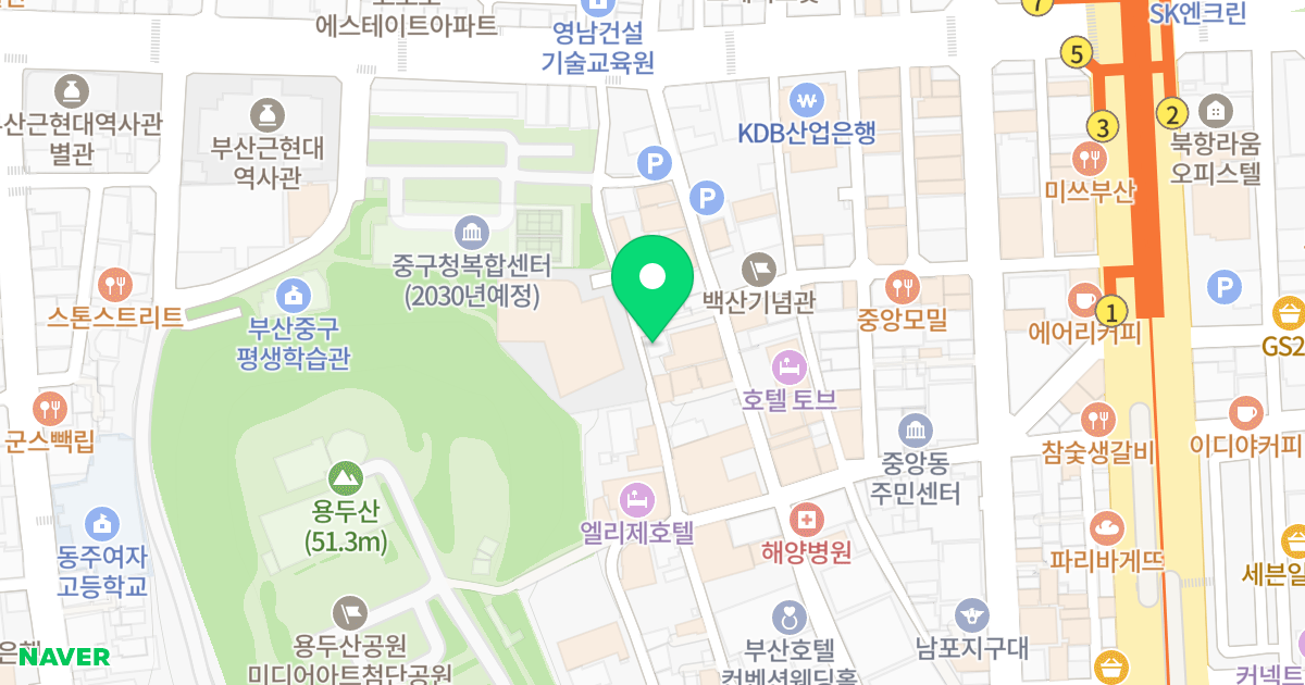 스타원룸 위치 지도 - 부산광역시 중구 백산길 12-5