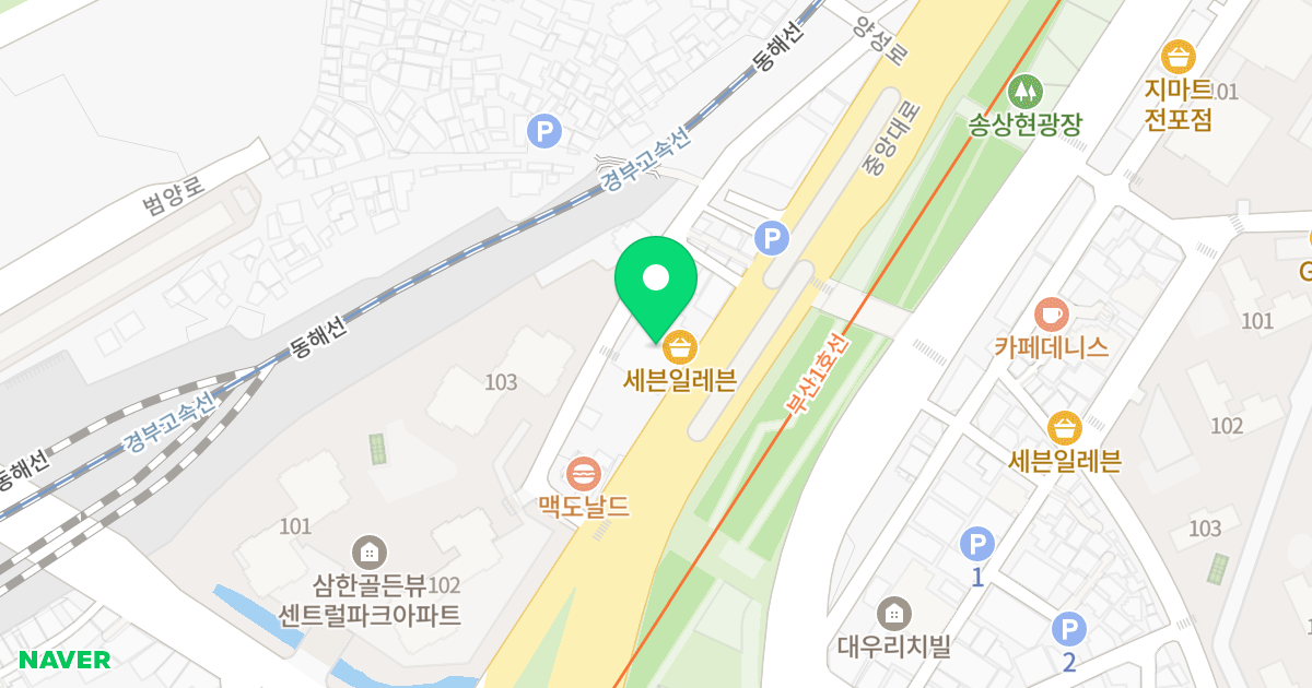 하이뷰 더파크 위치 지도 - 부산광역시 부산진구 중앙대로 829
