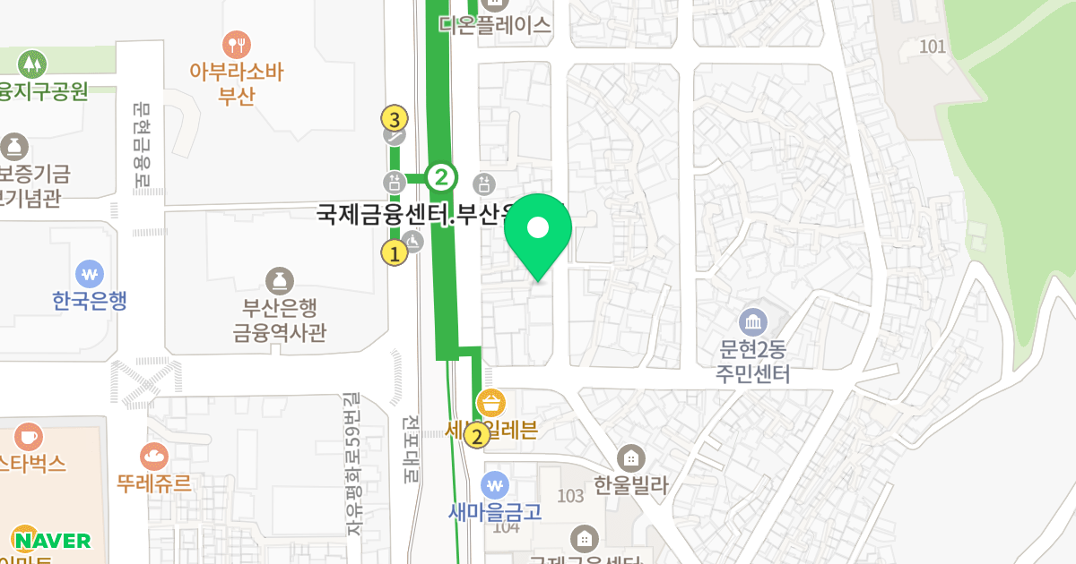 아쿠아 위치 지도 - 부산광역시 남구 황령대로74번길 100