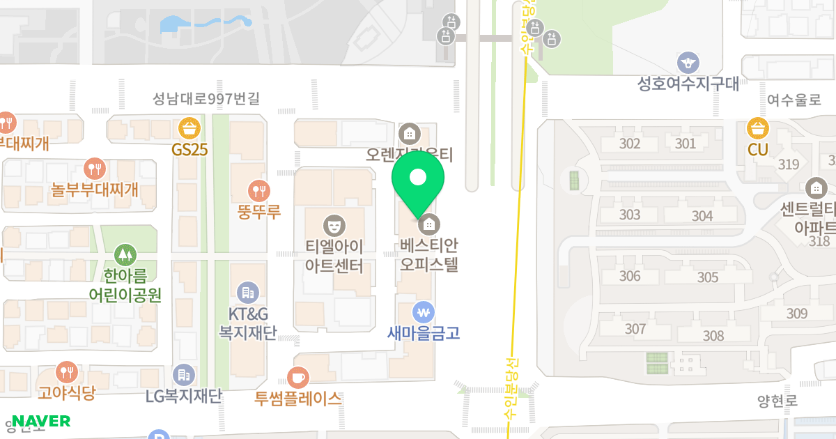 베스티안 위치 지도 - 경기도 성남시 중원구 성남대로 989
