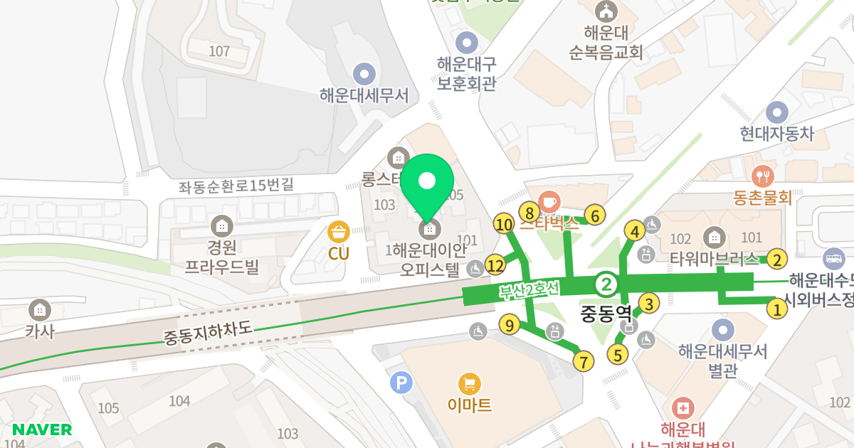 이안해운대 위치 지도 - 부산광역시 해운대구 좌동순환로 5