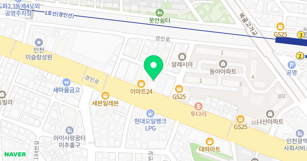 에버그린2차 위치 지도 - 인천광역시 미추홀구  197