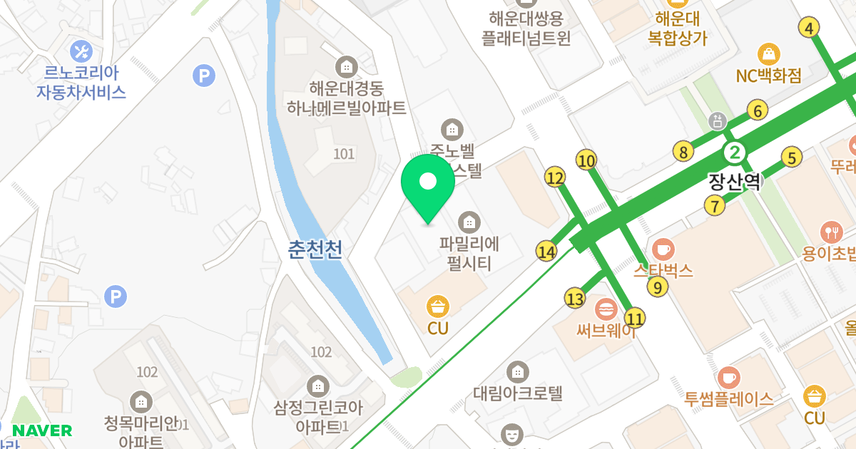 신화 하니엘 타워 위치 지도 - 부산광역시 해운대구 해운대로781번길 16