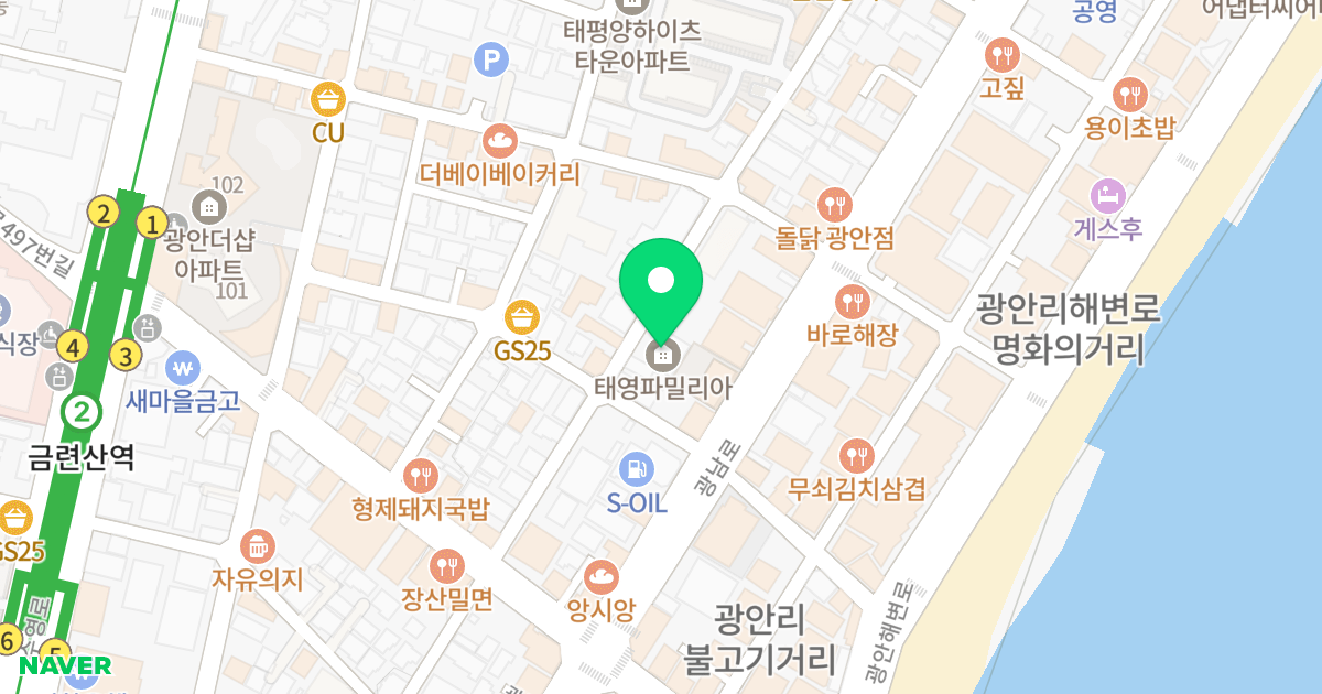 태영파밀리아 위치 지도 - 부산광역시 수영구 남천바다로21번길 24