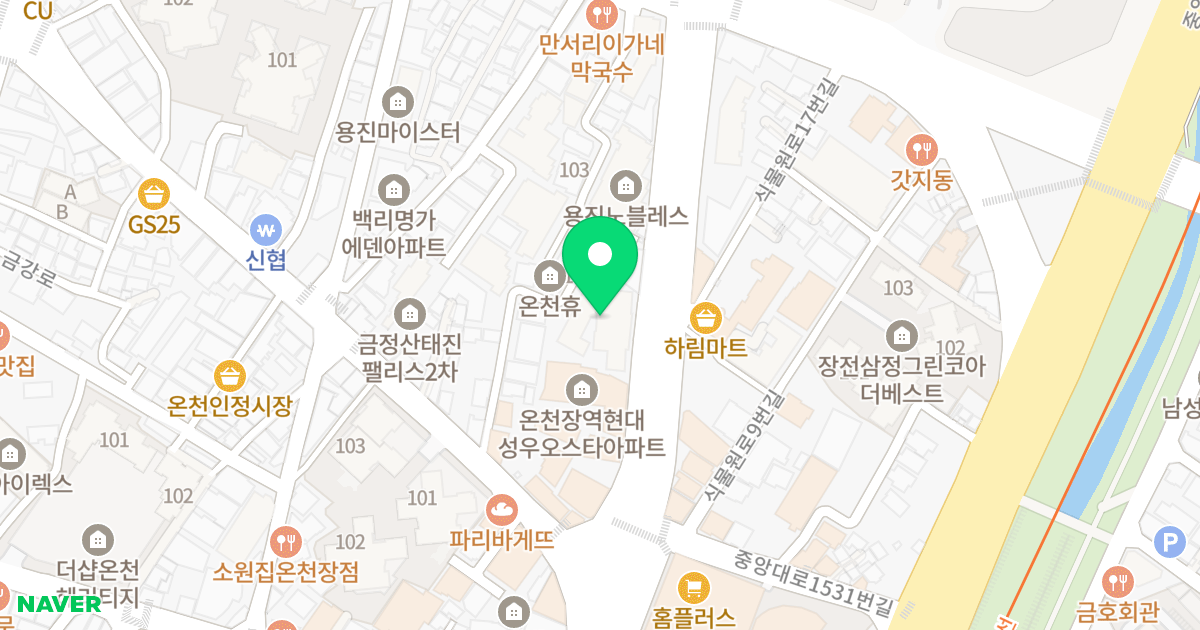 온천장역 삼정 그린코아 위치 지도 - 부산광역시 금정구