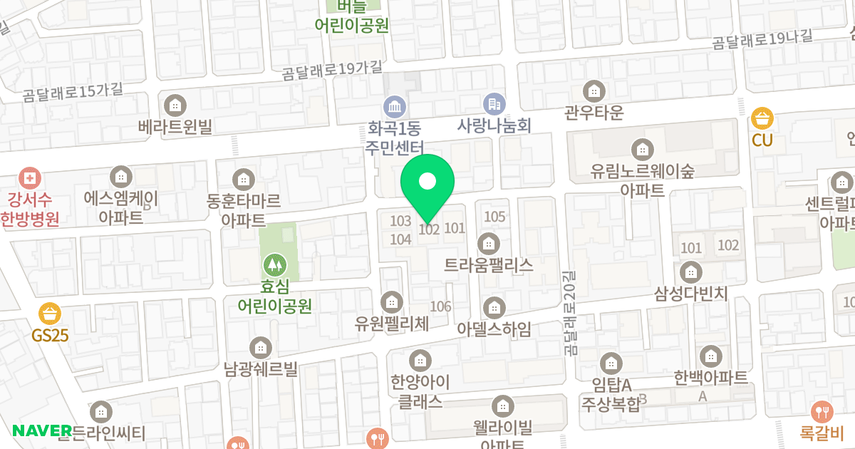 리치아파트 102동 위치 지도 - 서울특별시 강서구 월정로20길 58