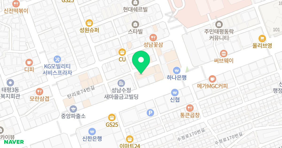 정맥프린스텔 위치 지도 - 경기도 성남시 수정구 탄리로74번길 22