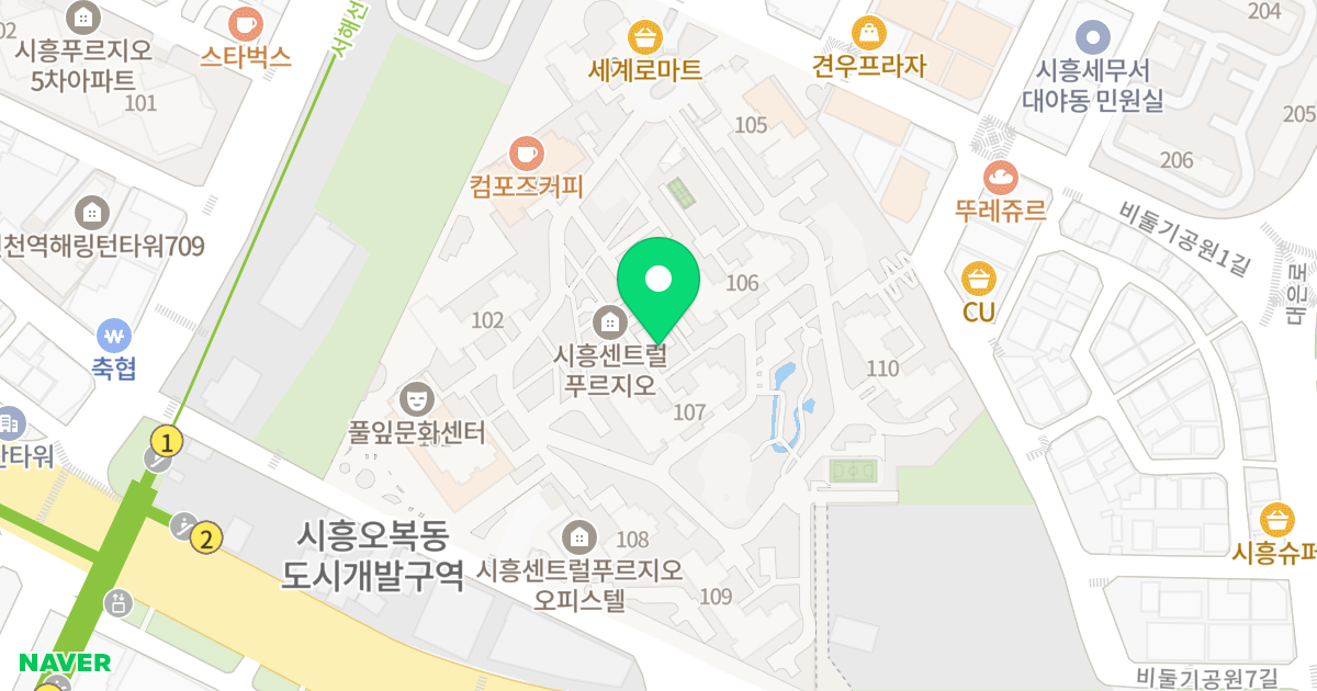 시흥 센트럴 푸르지오 위치 지도 - 경기도 시흥시 수인로3312번길 16
