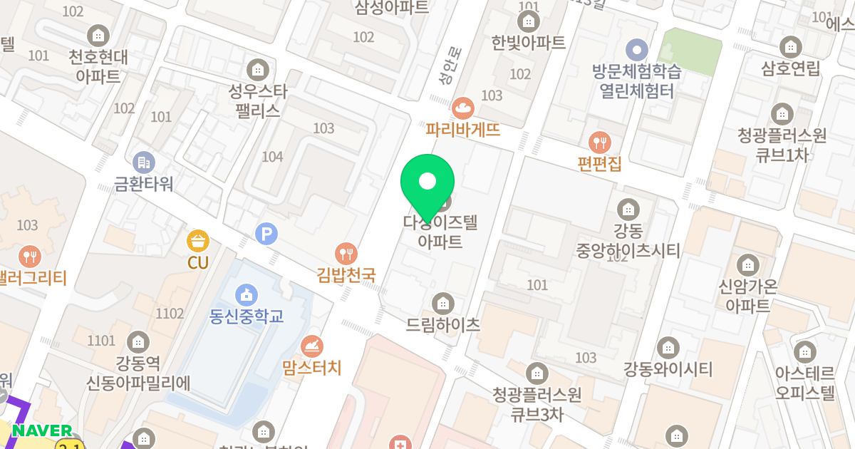 솔목오피스텔 위치 지도 - 서울특별시 강동구 성안로 160