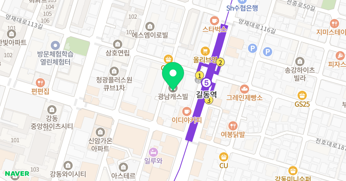 광남캐스빌 위치 지도 - 서울특별시 강동구 천중로44길 75