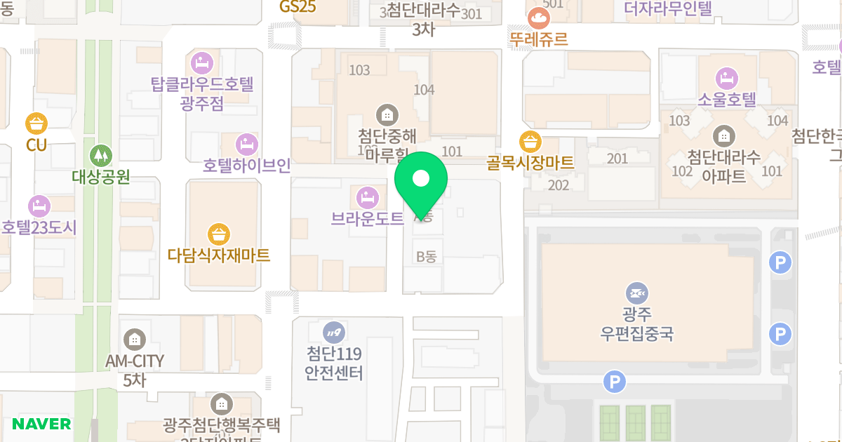 로얄오피스텔 위치 지도 - 광주광역시 광산구 임방울대로825번길 22-15