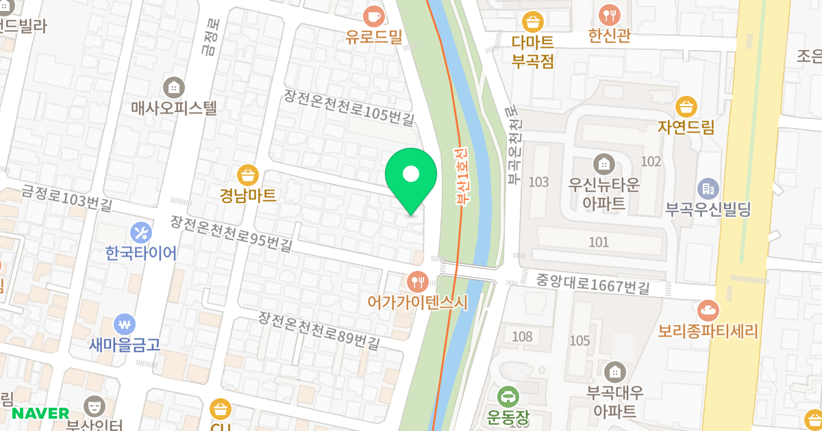 주건축물제1동(366-43) 위치 지도 - 부산광역시 금정구 장전온천천로 99