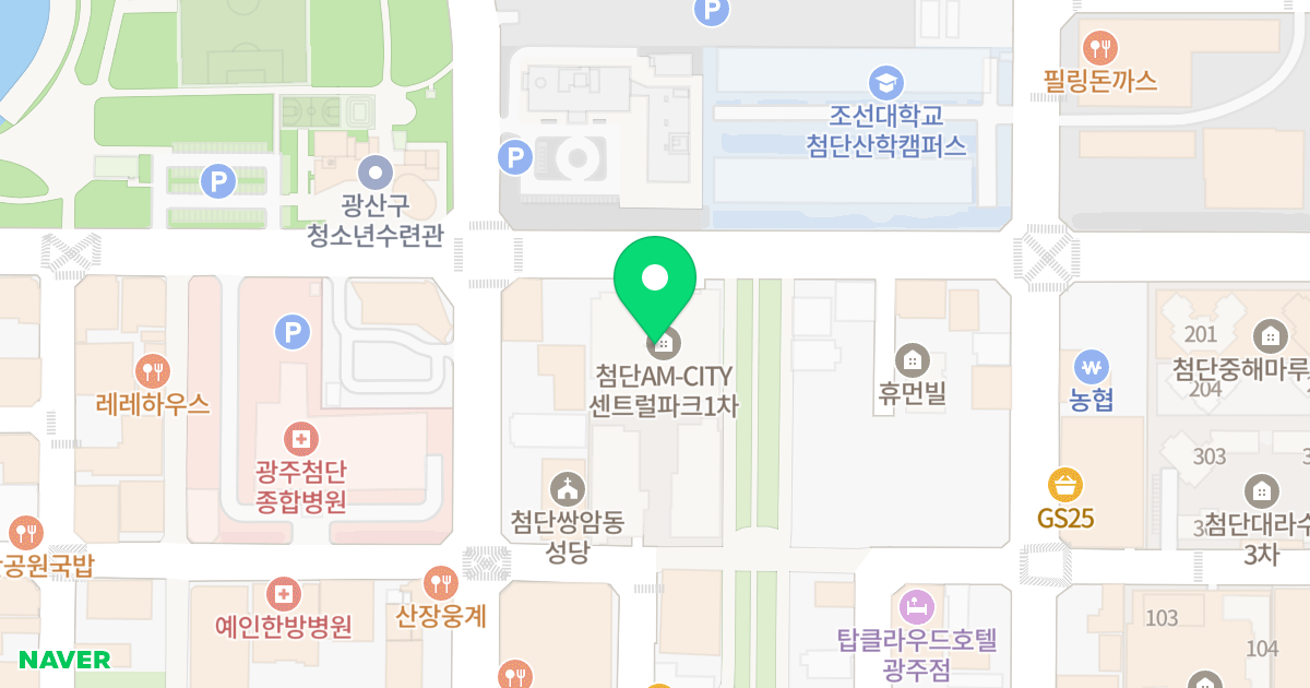 에이엠시티센트럴파크 위치 지도 - 광주광역시 광산구 첨단중앙로182번길 50