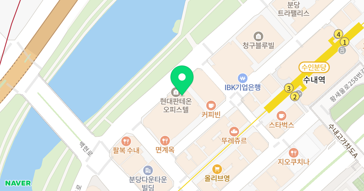 현대판테온I오피스텔 위치 지도 - 경기도 성남시 분당구 황새울로200번길 9-7