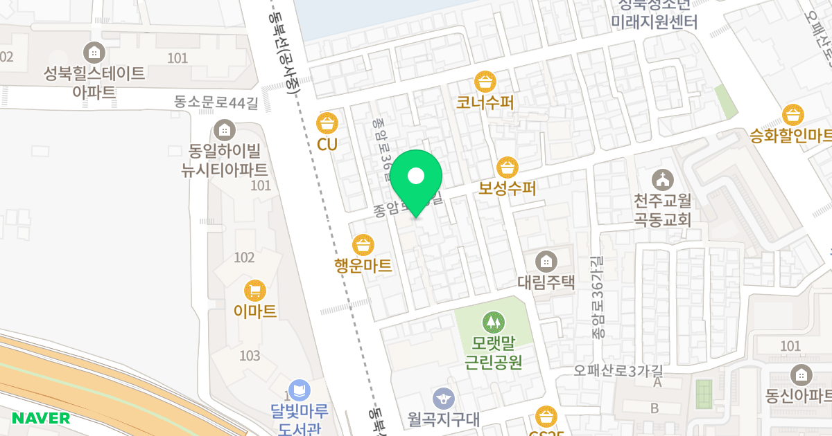HK팰리스 위치 지도 - 서울특별시 성북구 종암로36길 10