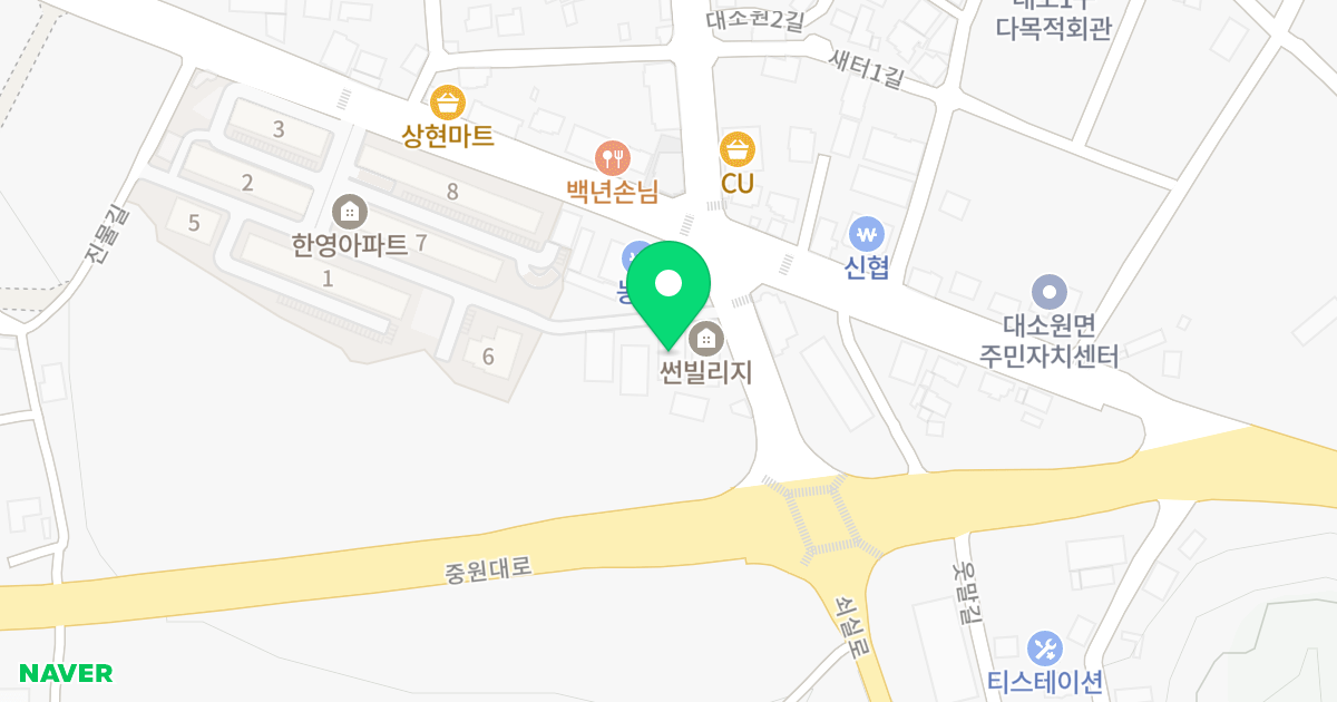 썬빌리지(B동) 위치 지도 - 충청북도 충주시 대소원면 쇠실로 1015-2