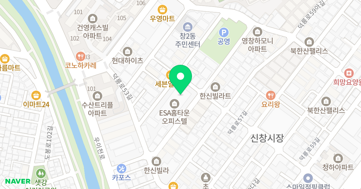 ESA홈타운 위치 지도 - 서울특별시 도봉구 덕릉로59차길 37