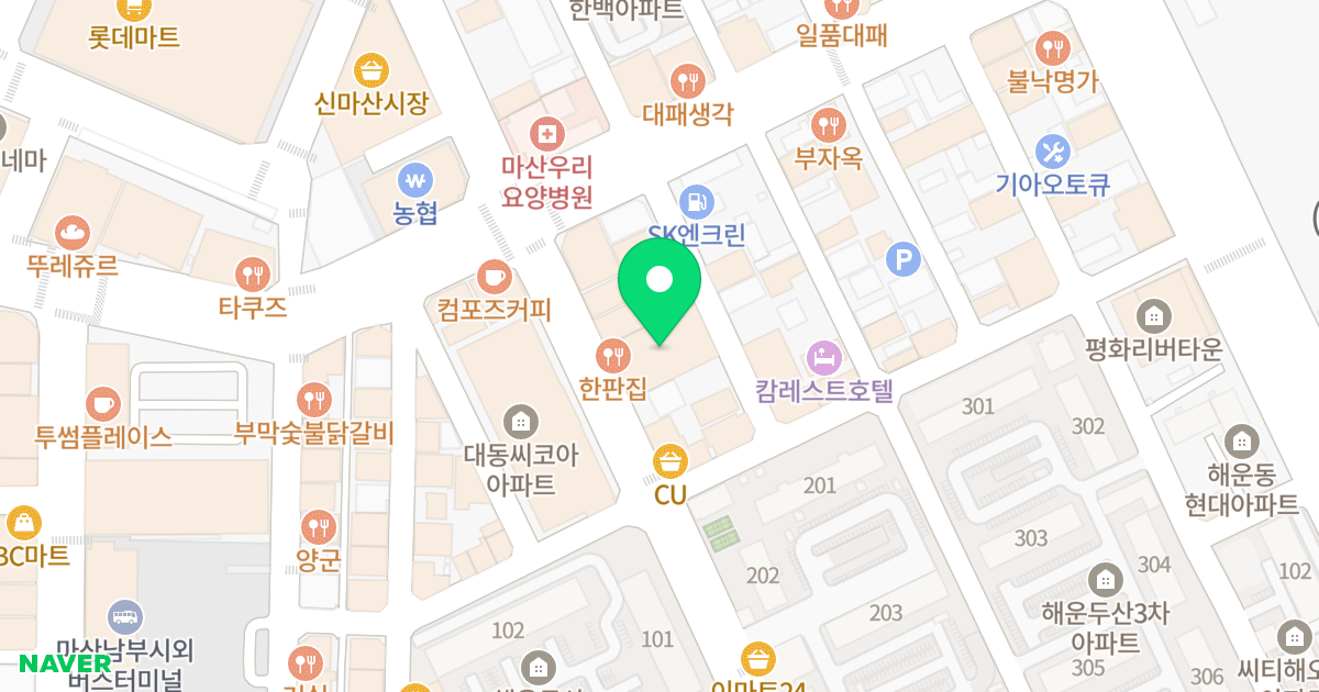 킴즈타운 위치 지도 - 경상남도 창원시 마산합포구 월영동로 7