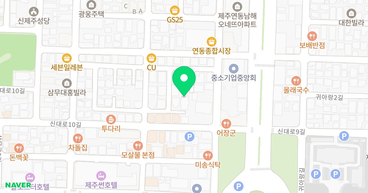 어반나무 위치 지도 - 제주특별자치도 제주시 성두길 7-5