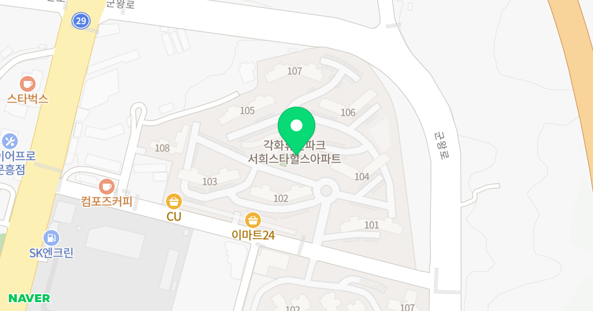 휴먼파크 서희스타힐스 위치 지도 - 광주광역시 북구