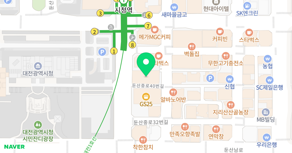 둔산 더 리치빌 위치 지도 - 대전광역시 서구 둔산중로 40