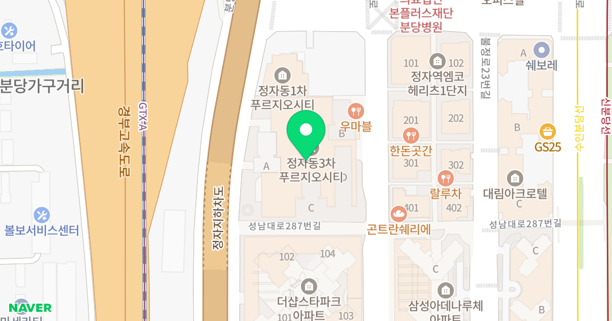 정자동3차 푸르지오 시티 위치 지도 - 경기도 성남시 분당구