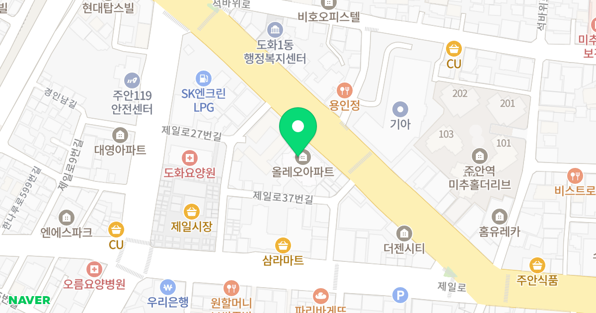 올레오 위치 지도 - 인천광역시 미추홀구 경인로 306