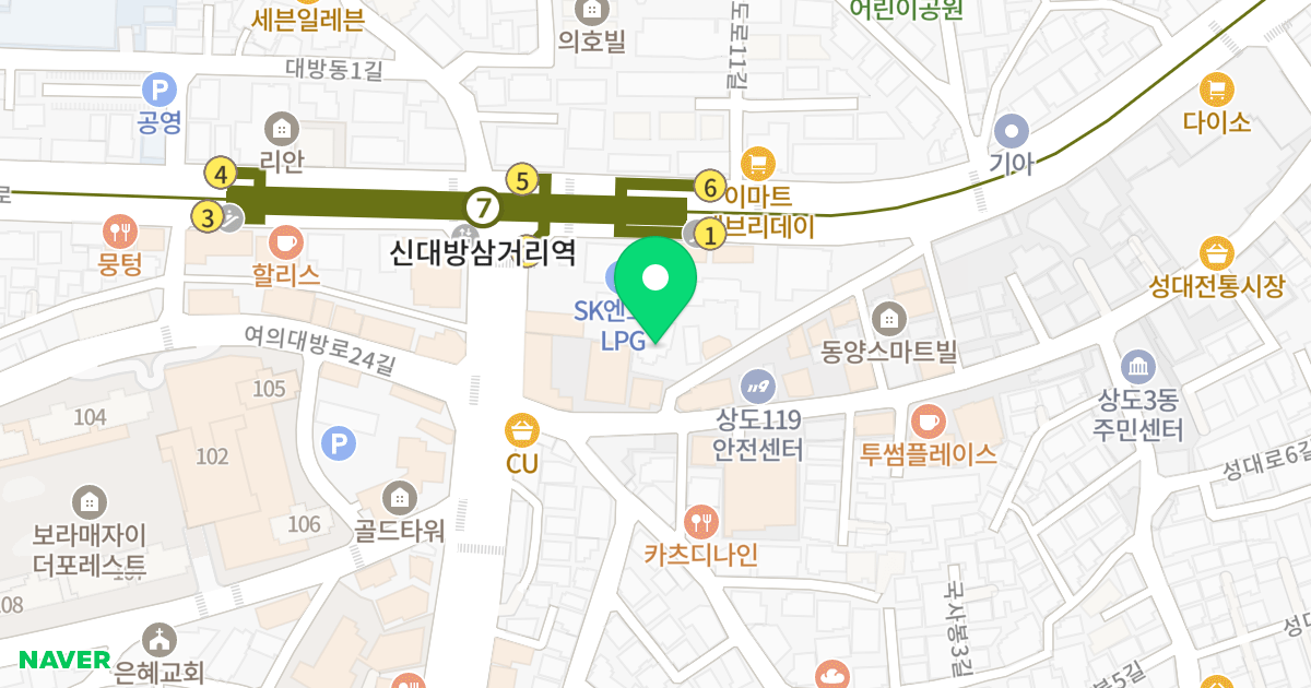 대방오피스텔 위치 지도 - 서울특별시 동작구 상도로12길 24
