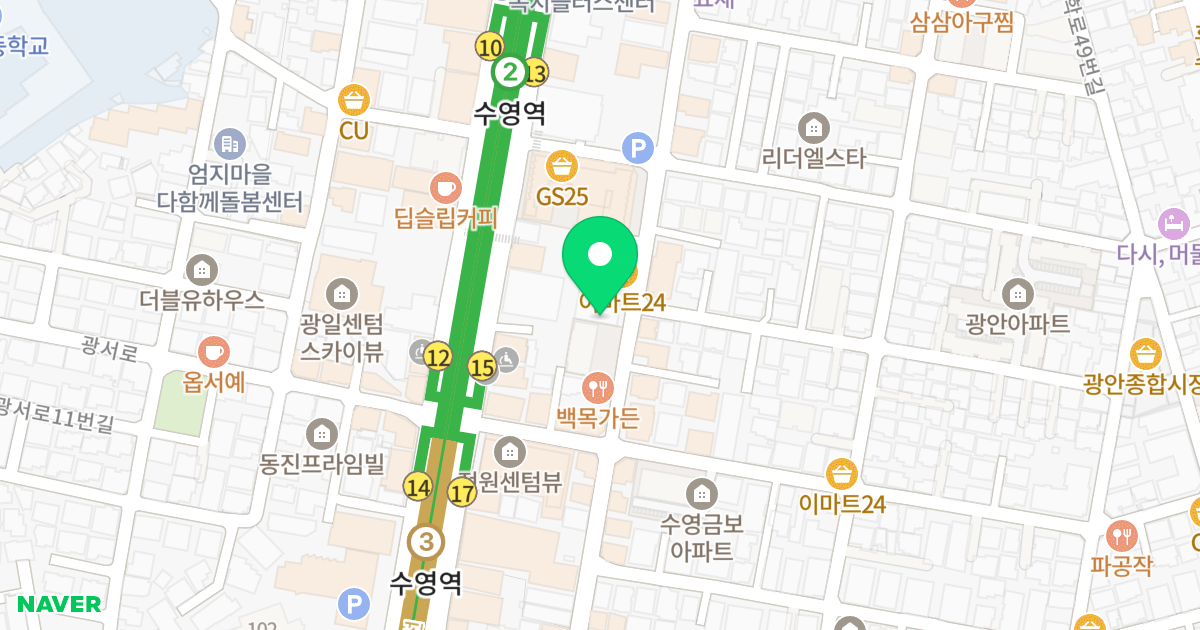 호텔형킹스턴파크 위치 지도 - 부산광역시 수영구 무학로9번길 59