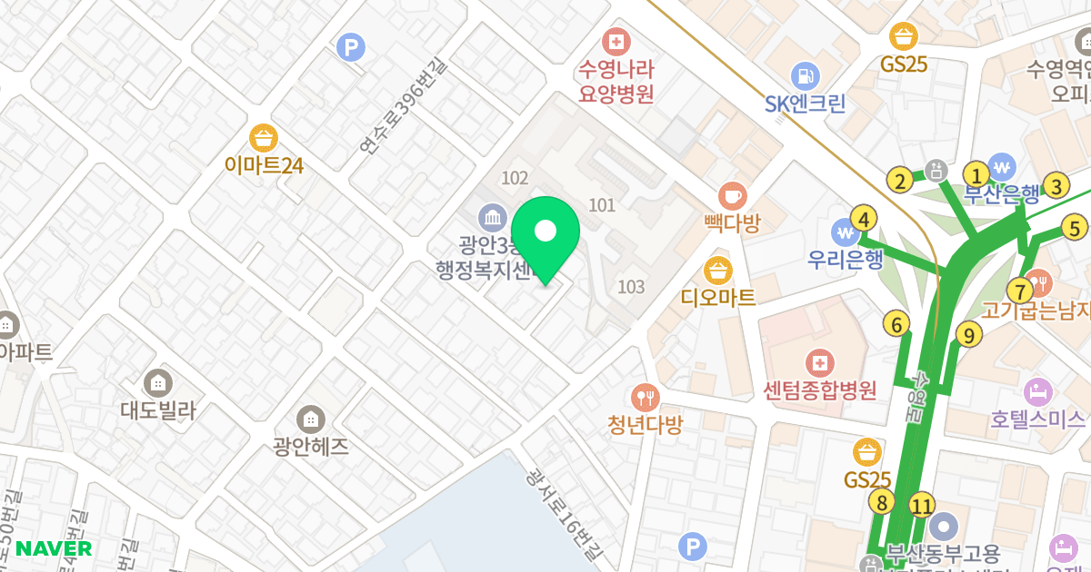 오케이보람 위치 지도 - 부산광역시 수영구 망미번영로24번길 97-5