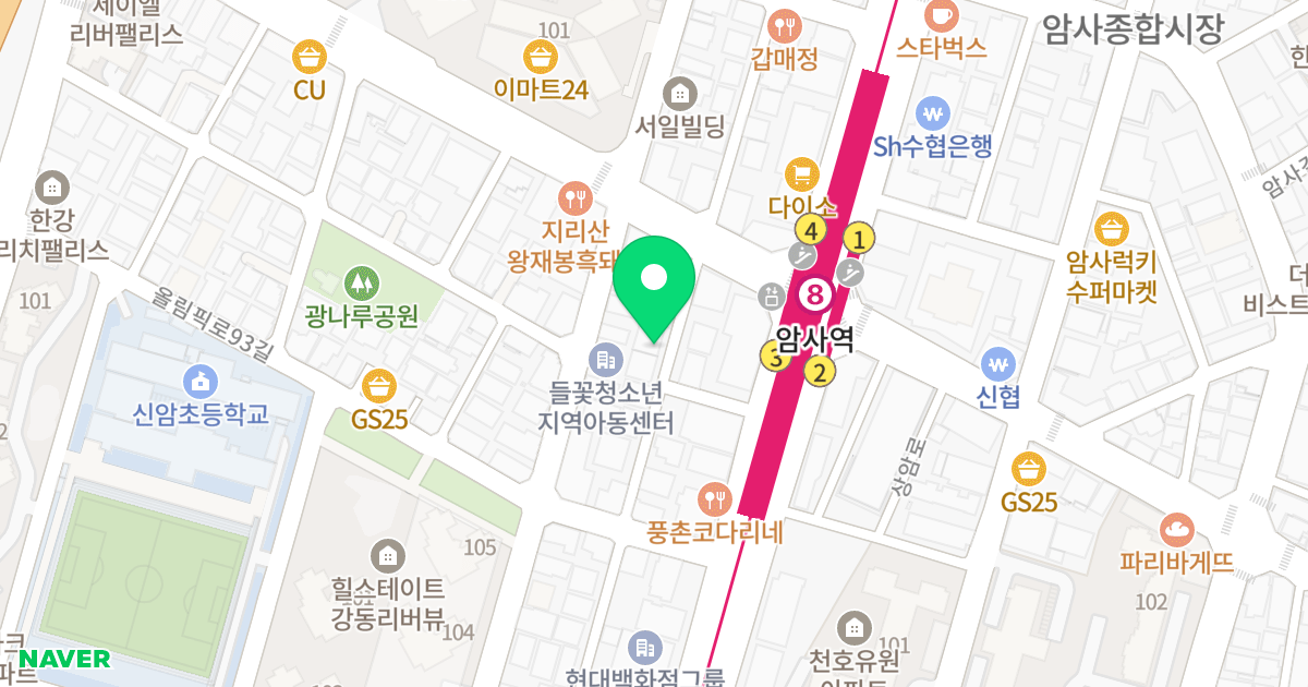 스카이블루오피스텔 위치 지도 - 서울특별시 강동구 상암로6길 10