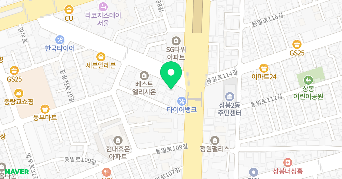 청솔하이빌 위치 지도 - 서울특별시 중랑구 망우로36길 50