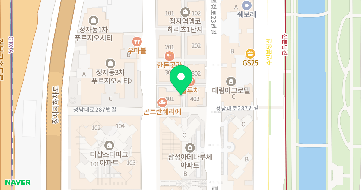 정자역 엠코헤리츠 4단지 위치 지도 - 경기도 성남시 분당구 정자일로 132