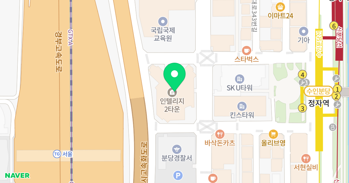 분당인텔리지2 위치 지도 - 경기도 성남시 분당구 정자일로 177