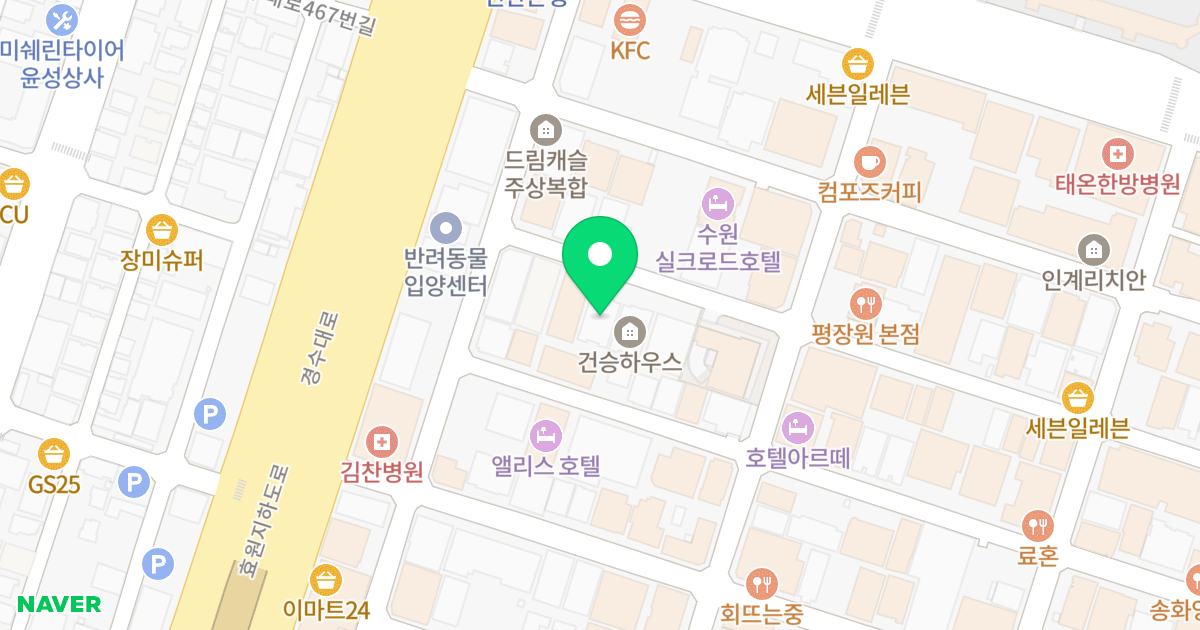 이지하우스 위치 지도 - 경기도 수원시 팔달구 인계로94번길 27-12