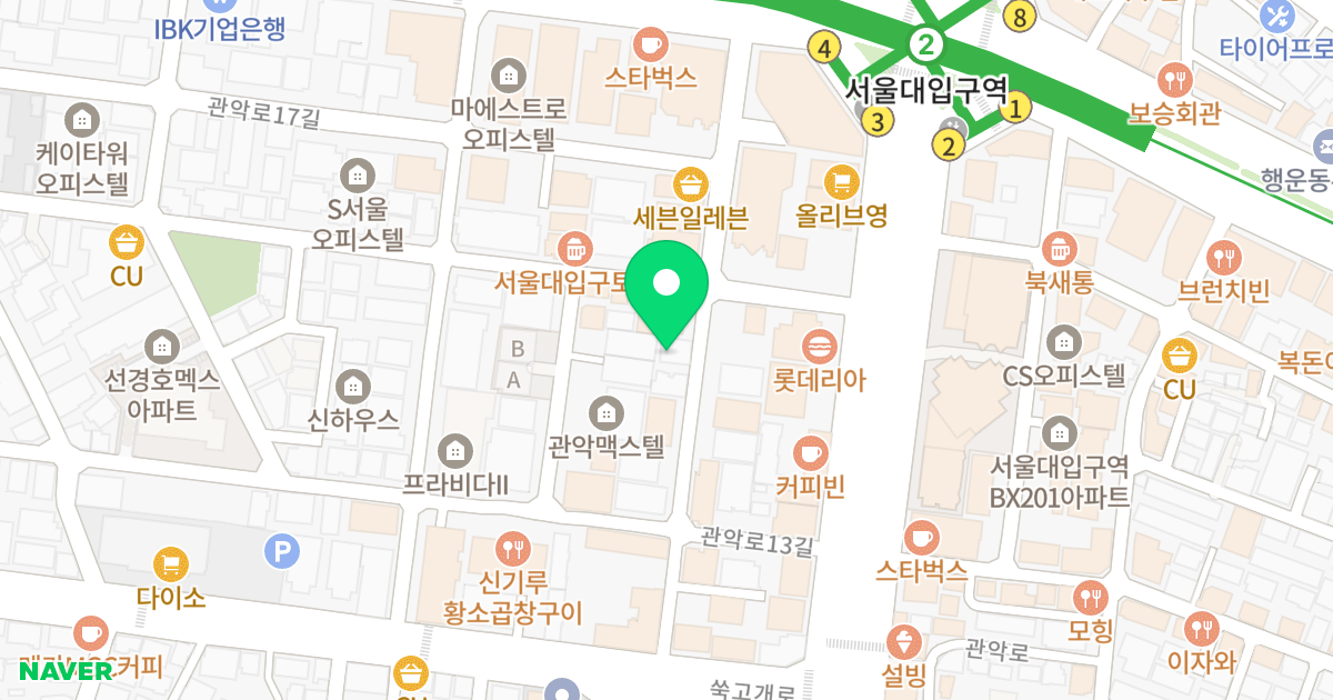 덕산타워 위치 지도 - 서울특별시 관악구 남부순환로220길 28