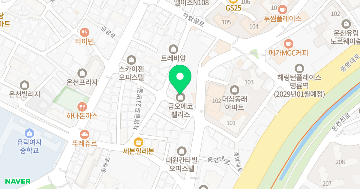 금오에코팰리스 위치 지도 - 부산광역시 동래구 금강로74번길 23