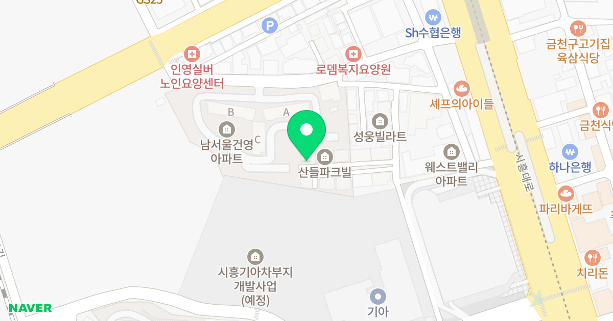 산들파크빌3 위치 지도 - 서울특별시 금천구 시흥대로57길 19-39