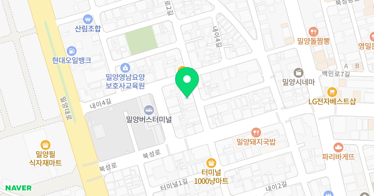 (1186-10) 위치 지도 - 경상남도 밀양시 북성로2길 7