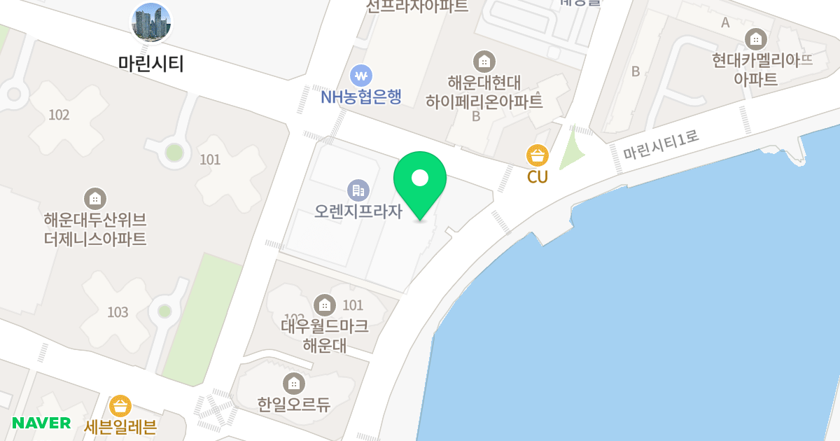 우신골든스위트 위치 지도 - 부산광역시 해운대구 마린시티1로 147