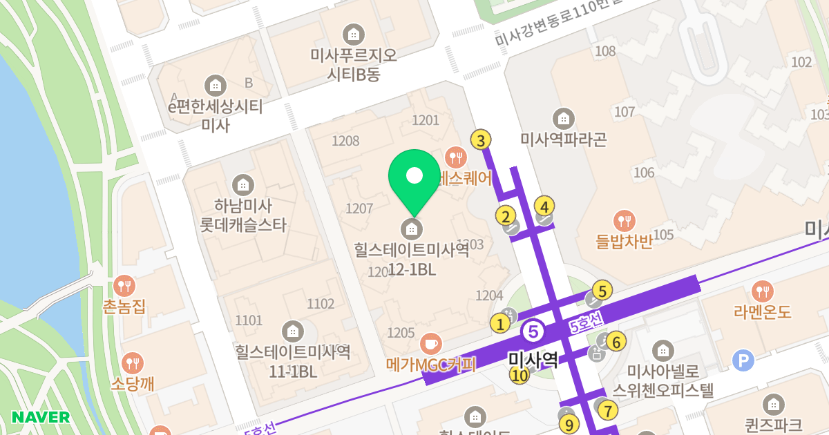 힐스테이트미사역그랑파사쥬(12-1BL) 위치 지도 - 경기도 하남시 미사강변동로 95